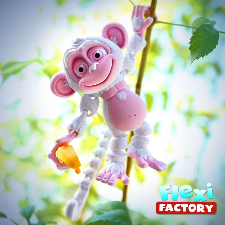 3D Printable Flexi Factory Monkey, Banana and Tree with 3MF Files